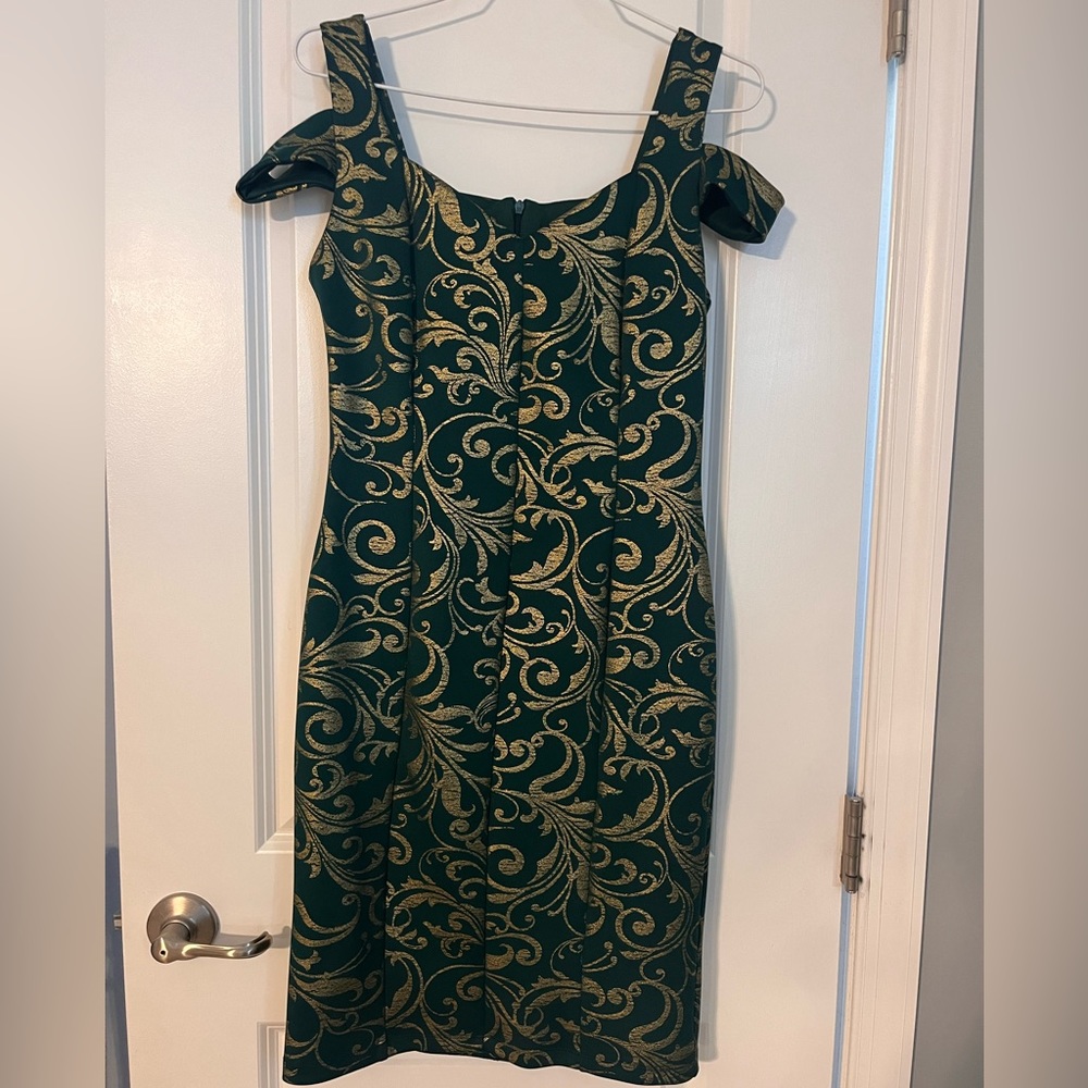 Green gold midi/mini cocktail dress. No longer use. Used one time.